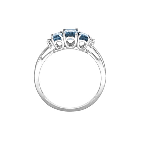 Aquamarine and Diamond Fashion Ring in 10K White Gold
