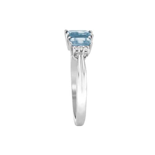 Aquamarine and Diamond Fashion Ring in 10K White Gold