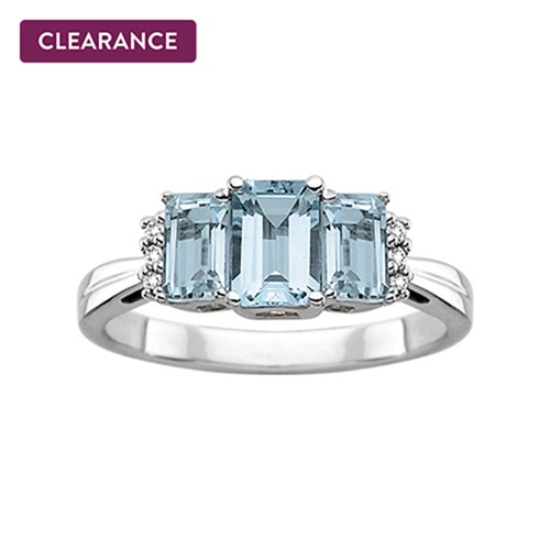 Aquamarine and Diamond Fashion Ring in 10K White Gold
