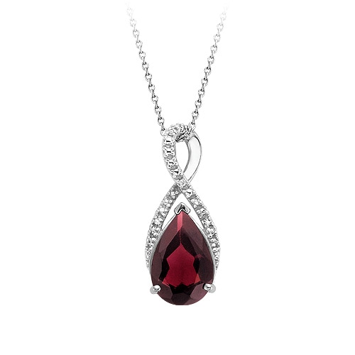 Garnet and Diamond Fashion Pendant in Sterling Silver
