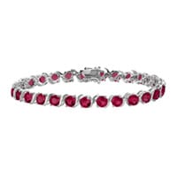 7 1/2 Round Garnet Bracelet in Sterling Silver