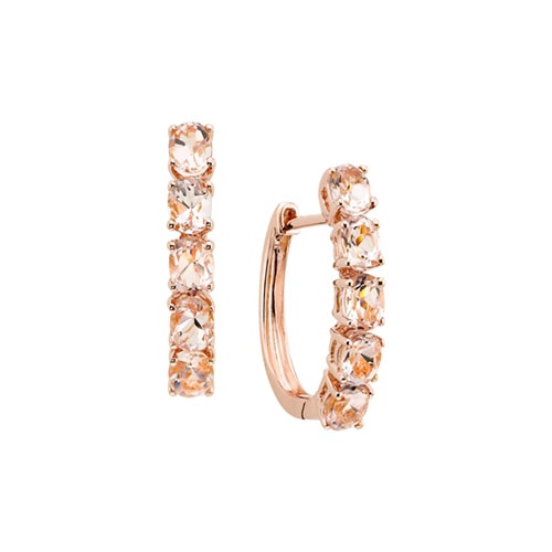 Morganite Hoop Earrings In 10K Rose Gold