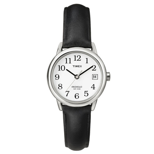 25mm Ladies' Timex Easy Reader Watch with White Dial and Black Leather Strap -  Bulova, T2H331