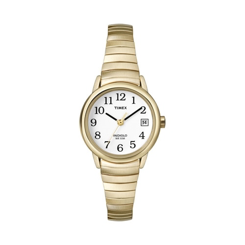 25Mm Ladies' Timex Easy Reader Expansion Watch With White Dial And Yellow Gold-Tone Bracelet