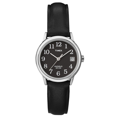 25mm Ladies' Timex Easy Reader Watch with Black Dial and Black Leather Strap -  Bulova, T2N525