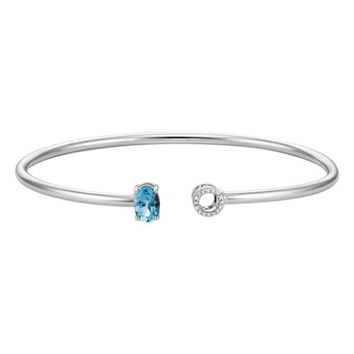 Blue Topaz and Diamond 6 1/2 Flexy Bangle Bracelet in Sterling Silver -  MJJ Brilliant Jewelers, XMB3SS2TPMX