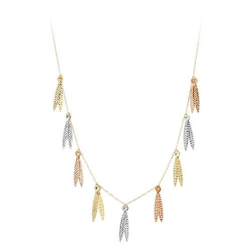 17 Marquise Drop Necklace in 14K Yellow White and Rose Gold