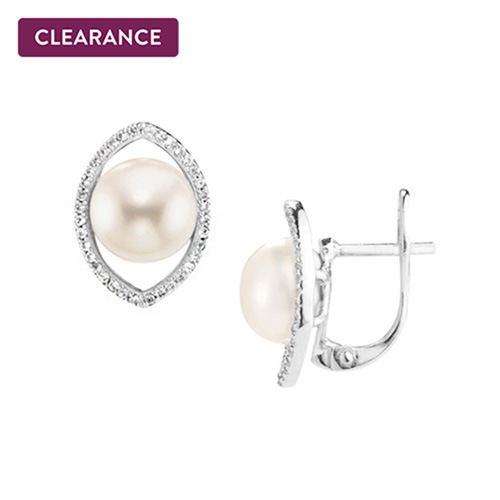 Cultured Pearl And White Topaz Earrings Cultured Pearl And White Topaz Earrings