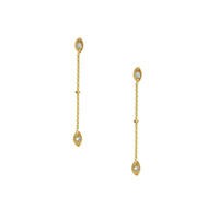 Diamond Accented Marquise Dangle Earrings in 14K Yellow Gold