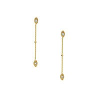 Diamond Accented Marquise Dangle Earrings in 14K Yellow Gold