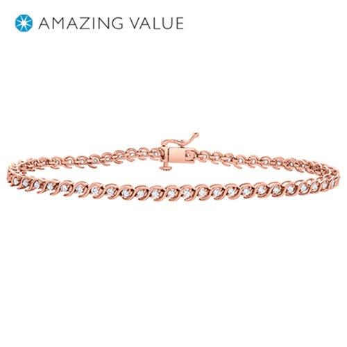 1 ct. tw. Diamond 7.25 Tennis Bracelet in 14K Rose Gold -  MJJ Brilliant Jewelers, XMVL4PTMBRRD-FM