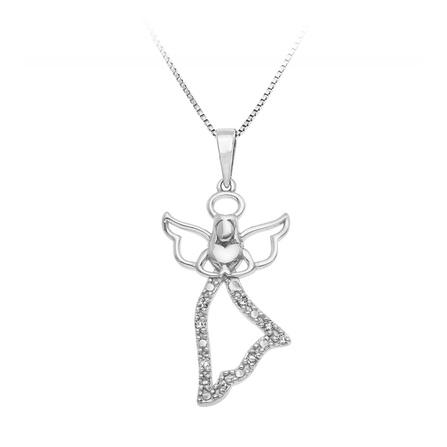 1 10 Ct Tw Diamond Angel Pendant Fred Meyer Jewelers Diamond Angel Pendant In Sterling Silver