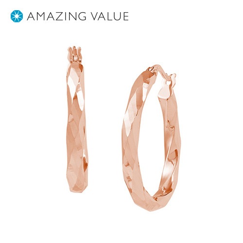 Diamond Cut Hoop Earrings in 10K Rose Gold