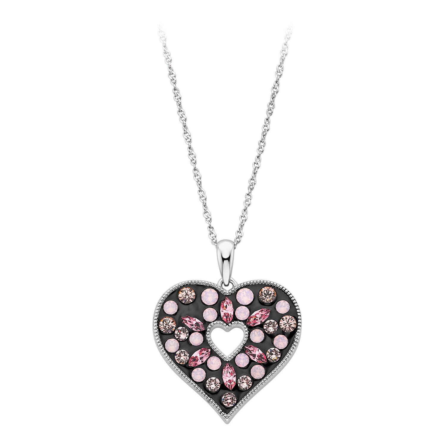 Pink Swarovski Crystal Heart Pendant Fred Meyer Jewelers Pink Swarovski Crystal Heart Pendant In Sterling Silver