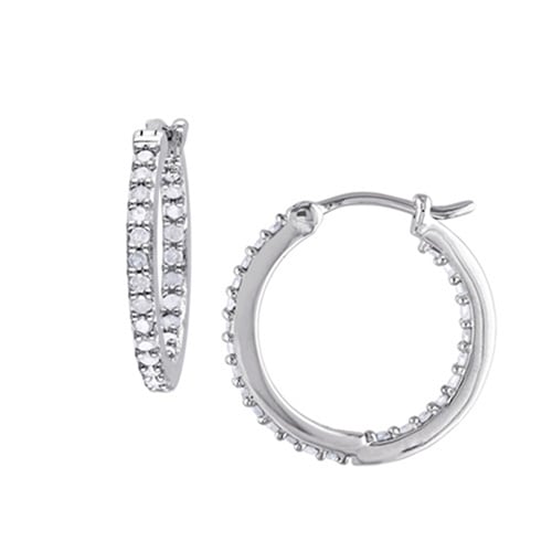 1/2 ct. tw. Diamond Hoop Earrings in Sterling Silver -  Delmar, FMJ003932