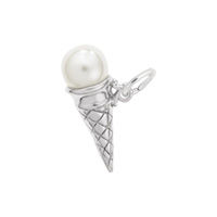 Cultured Pearl Ice Cream Cone Charm by Rembrandt in Sterling Silver