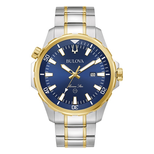 43mm Men's Bulova Marine Star Watch with Blue Dial and Two-Tone Bracelet -  Citizen, 98B384V