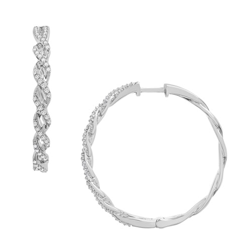 1/2 ct. tw. Diamond Twisted Hoop Earrings in Sterling Silver -  MJJ Brilliant Jewelers, E4601SSQMWHSCFCV