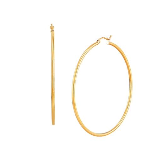 60mm Tube Hoop Earrings in 10K Yellow Gold