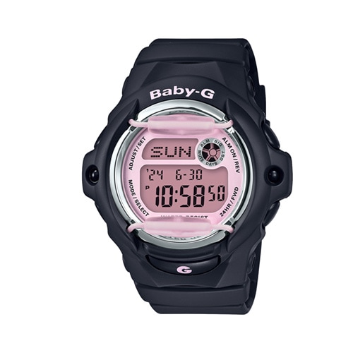 42mm Ladies' Casio G-Shock Digital Watch with Pink Dial and Black Resin Strap -  BG169M-1