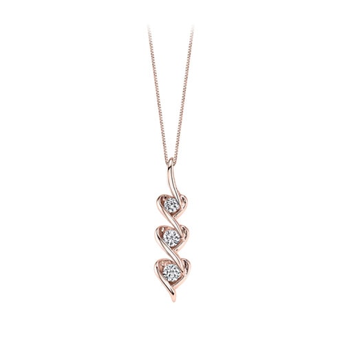1/8 ct. tw. Diamond Sirena® 3-Stone Pendant in 14K Rose Gold -  Merit Diamond Corp., USI3788PR5J