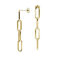 Paper Clip Dangle Earrings in Sterling Silver with 18K Yellow Gold Plating