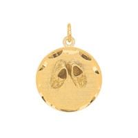 Baby Shoes Disc Charm in 14K Yellow Gold