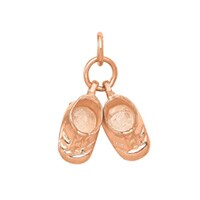 Pair of Baby Shoes Charm in 14K Rose Gold