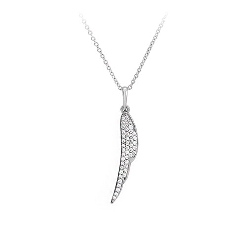 1/5 ct. tw. Diamond Feather Pendant in 14K White Gold -  Stuller, 86433:600:P