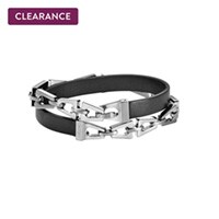 Men's Bulova 17 Wrap Bracelet in Leather and Stainless Steel