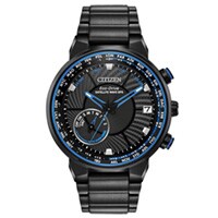 44mm Men's Citizen Satellite Wave GPS Freedom Watch with Black Dial and Black Bracelet