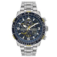 46mm Men's Citizen Eco-Drive Blue Angels Watch with Blue Dial and Stainless Steel Bracelet