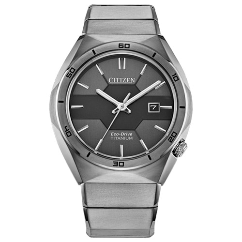 41mm Men's Citizen Eco-Drive® Armor Watch with Black Dial and Grey Bracelet -  AW1660-51HV