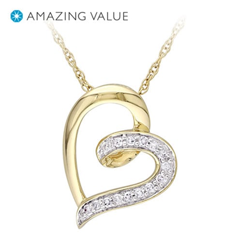 Diamond Accented Heart Pendant In 10K Yellow Gold