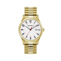 40mm Men's Caravelle Watch with White Dial and Gold-Tone Stainless Steel Expansion Bracelet