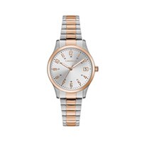 30mm Ladies' Caravelle Two-Tone Dress Watch with Silver Dial and Expansion Bracelet