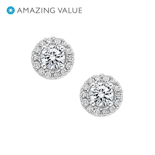 1/2 ct. tw. Diamond Halo Stud Earrings in 10K White Gold