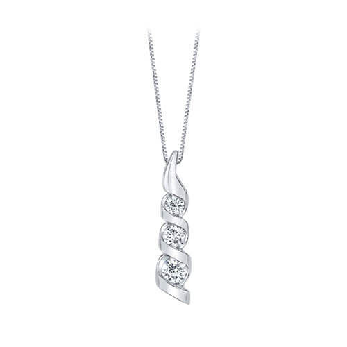 1 ct. tw. Diamond Sirena 3-Stone Pendant in 14K White Gold -  Merit Diamond Corp., USI4137WR5J