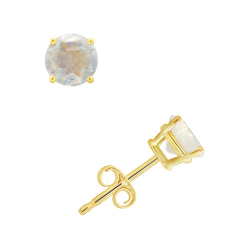 Moonstone Stud Earrings in 14K Yellow Gold