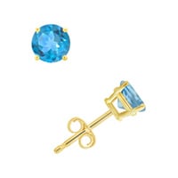 Blue Topaz Stud Earrings in 14K Yellow Gold