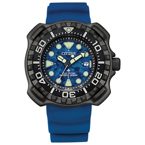 47mm Men's Citizen Eco-Drive® Promaster Diver Watch with a Blue Dial and Blue Strap -  BN0227-09LV