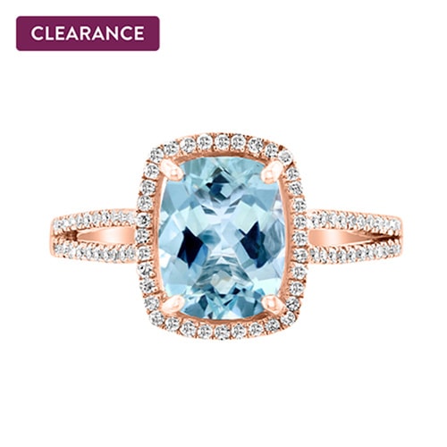 EFFY Aquamarine and 1/4 ct. tw. Diamond Engagement Ring in 14K Rose Gold -  HRV0R113DQ