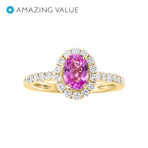 EFFY Pink Sapphire and 1/2 ct. tw. Diamond Engagement Ring in 14K Yellow Gold -  WZ0BF93DP4