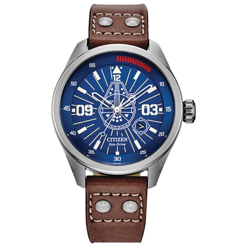 43mm Men's Citizen Eco-Drive® Star Wars Han Solo Watch with a Blue Dial and Brown Strap -  AW5009-03WV