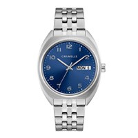 40mm Men's Caravelle Watch with Blue Dial and Silver-Tone Bracelet