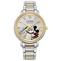 36mm Ladies' Citizen Eco-Drive Disney Mickey Watch with Silver-tone Dial and Two-tone Bracelet