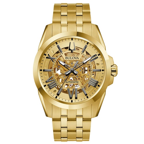 43mm Men's Bulova Sutton Automatic Watch with Yellow Gold-tone Dial and Bracelet -  Citizen, 97A162V