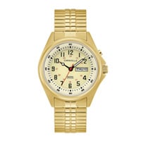 40mm Men's Caravelle Expansion Watch with Cream Dial and Yellow Gold-tone Expansion Bracelet