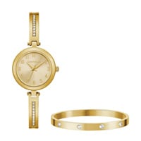 30mm Ladies' Caravelle Watch and Bangle Box Set with Champagne Dial