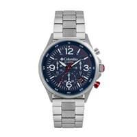 42mm Unisex Columbia Canyon Ridge Chronograph Watch with a Blue Dial and Silver-tone Bracelet